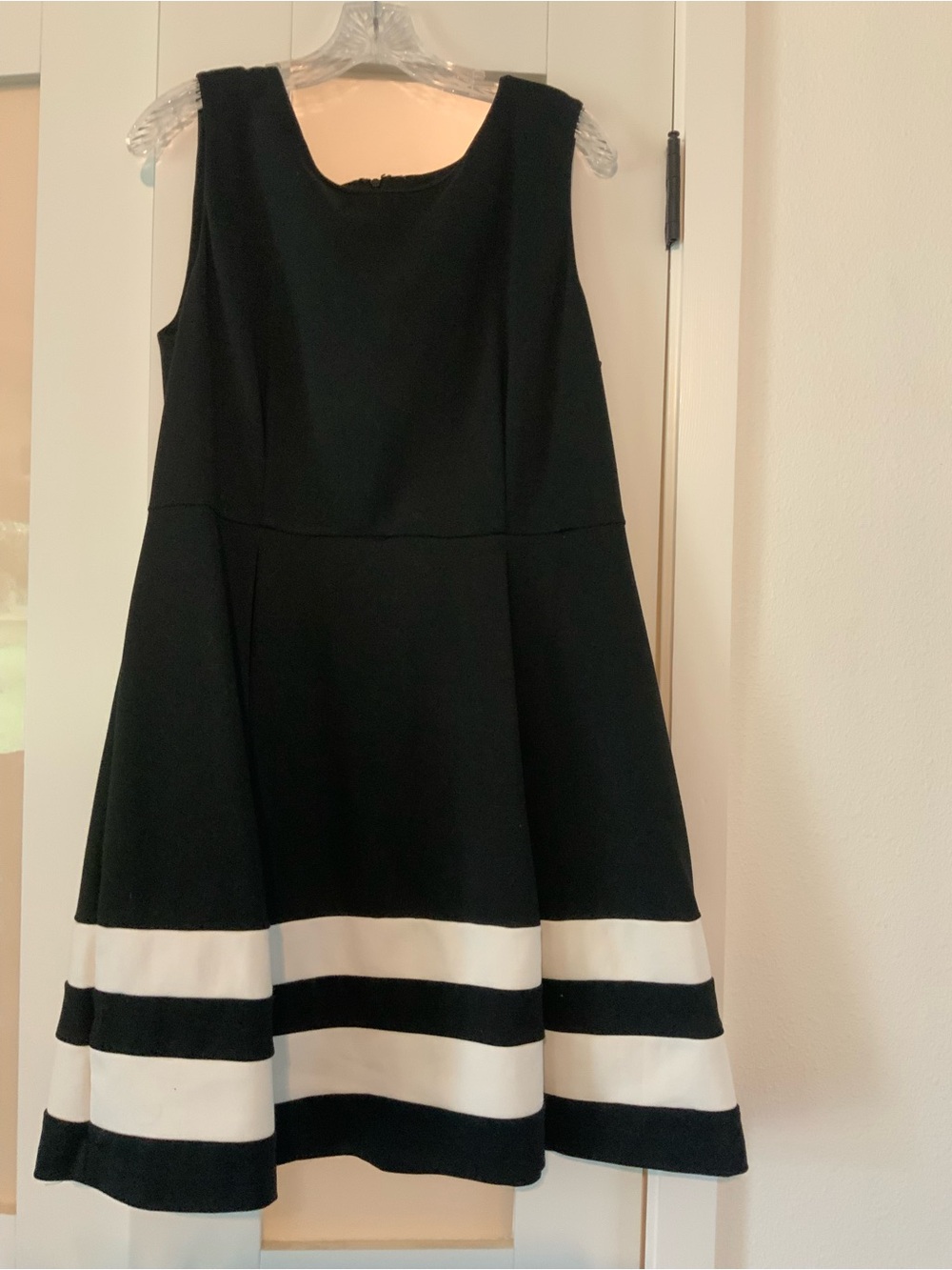 Calvin Klein Black Midi Dress with White Stripe Hem